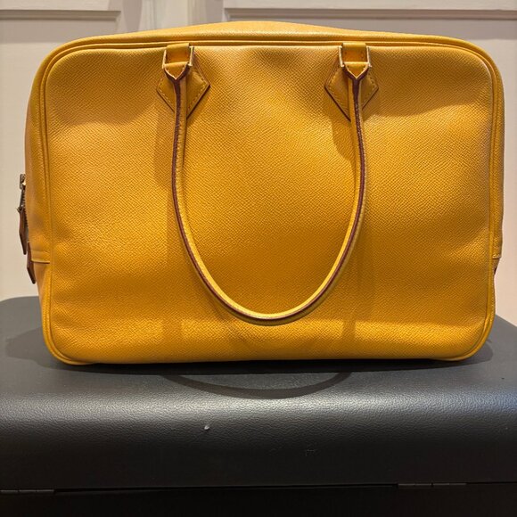 Excellent Condition Authentic HERMES Yellow Plume Bag 32 cm - Picture 3 of 14
